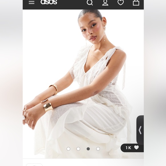 ASOS Miss Selfridge White Flowy Lace Dress - Picture 2 of 3